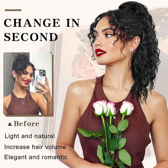 Curly Ponytail Extension Synthetic 18 Inch Drawstring Daily Party Use main image 7